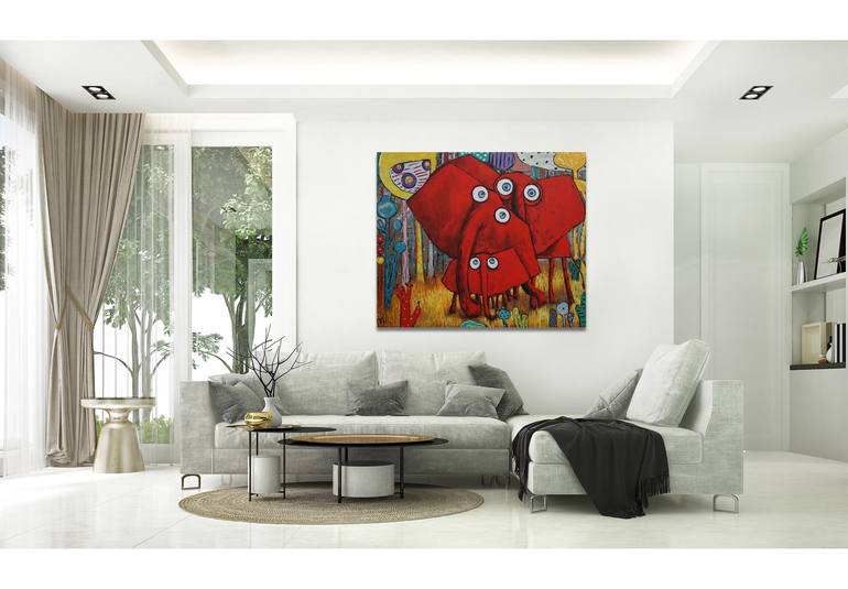 Original Abstract Animal Painting by Suthamma Byrne