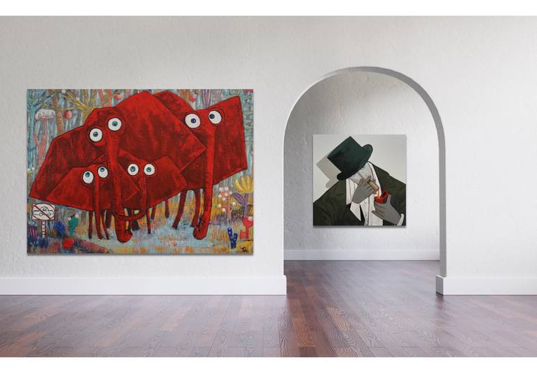 Original Abstract Animal Painting by Suthamma Byrne