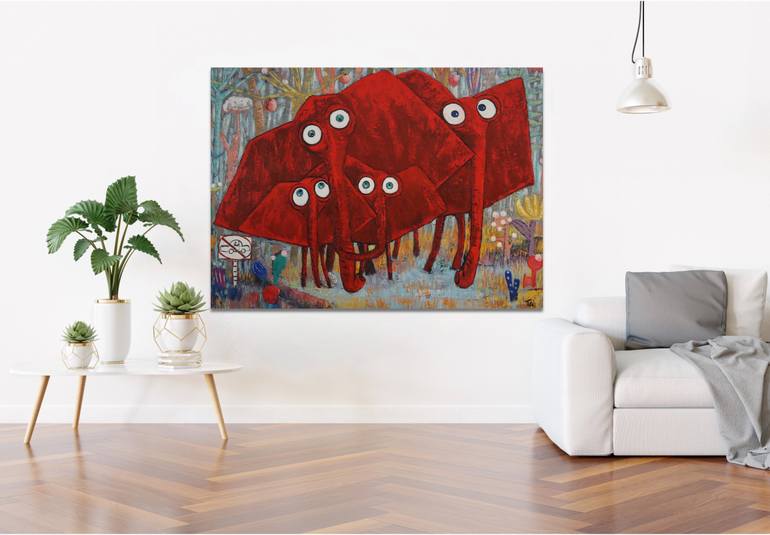 Original Abstract Animal Painting by Suthamma Byrne