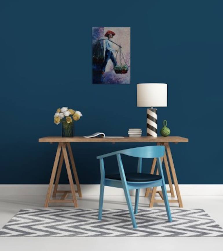 Original Impressionism People Painting by Suthamma Byrne
