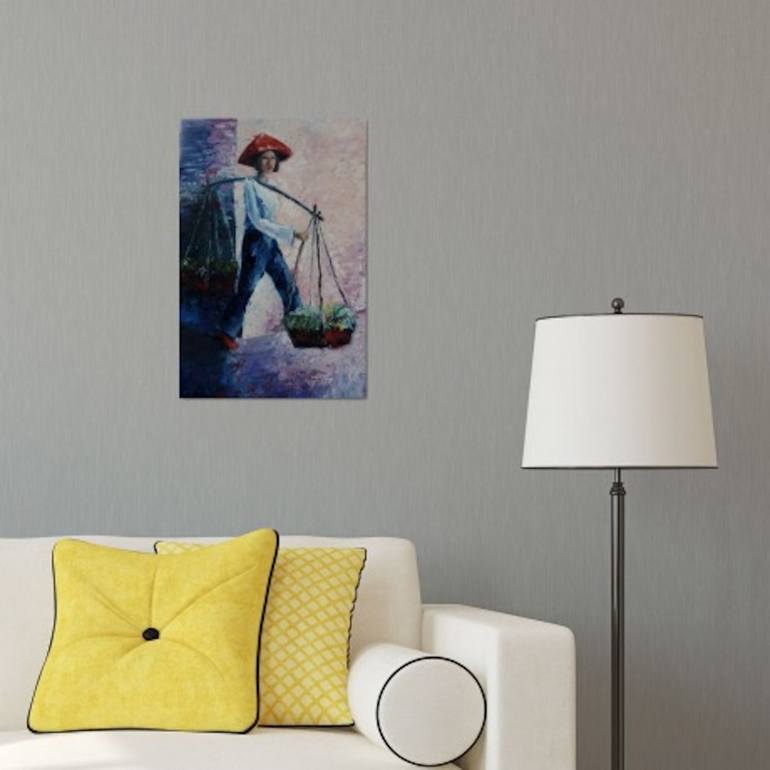 Original Impressionism People Painting by Suthamma Byrne
