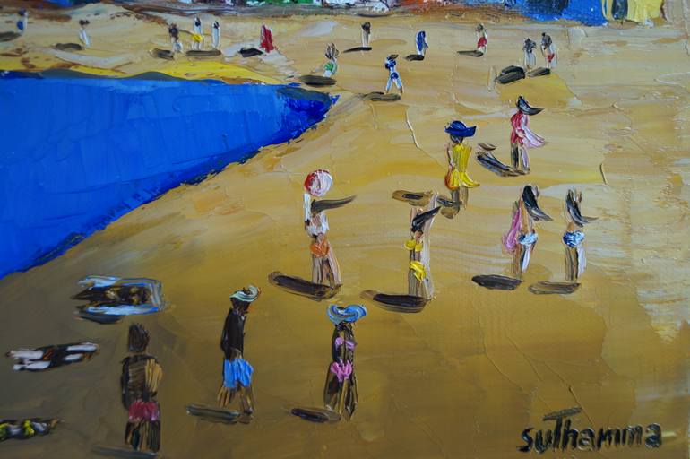 Original Figurative Beach Painting by Suthamma Byrne