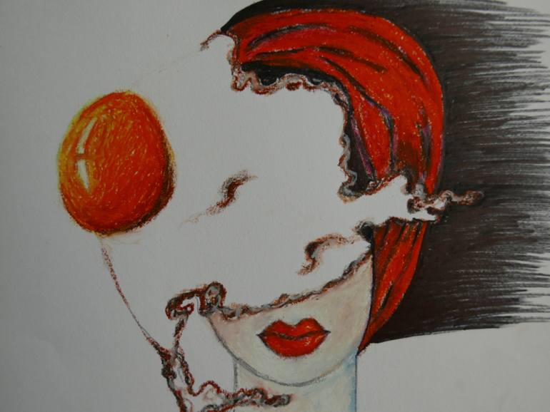 Original Surrealism Portrait Drawing by Suthamma Byrne