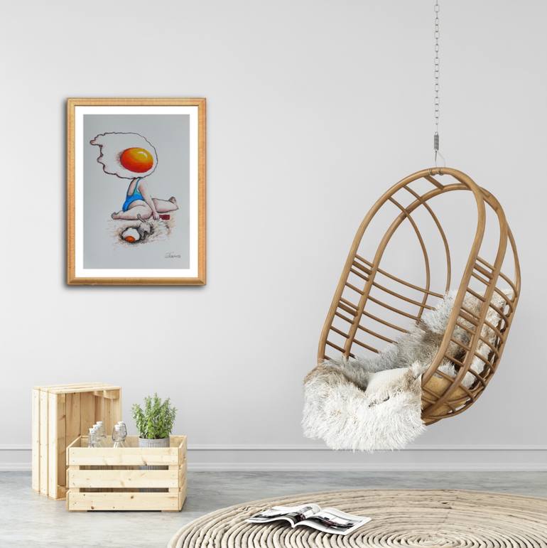 Original Surrealism People Drawing by Suthamma Byrne