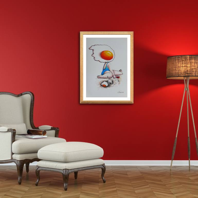 Original Surrealism People Drawing by Suthamma Byrne