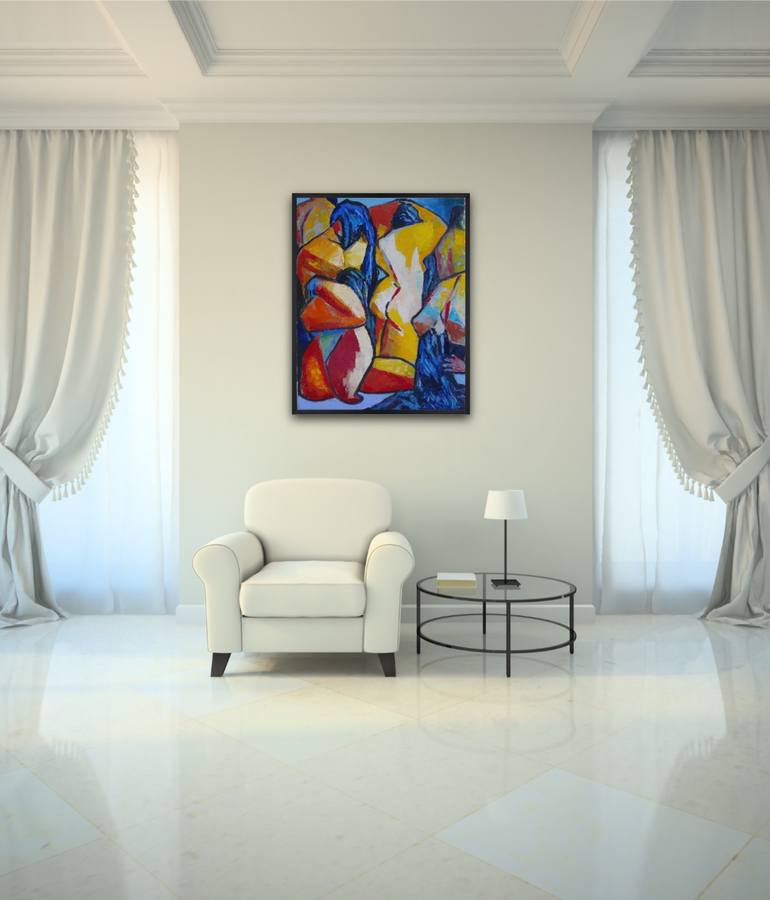 Original Cubism Abstract Painting by Suthamma Byrne