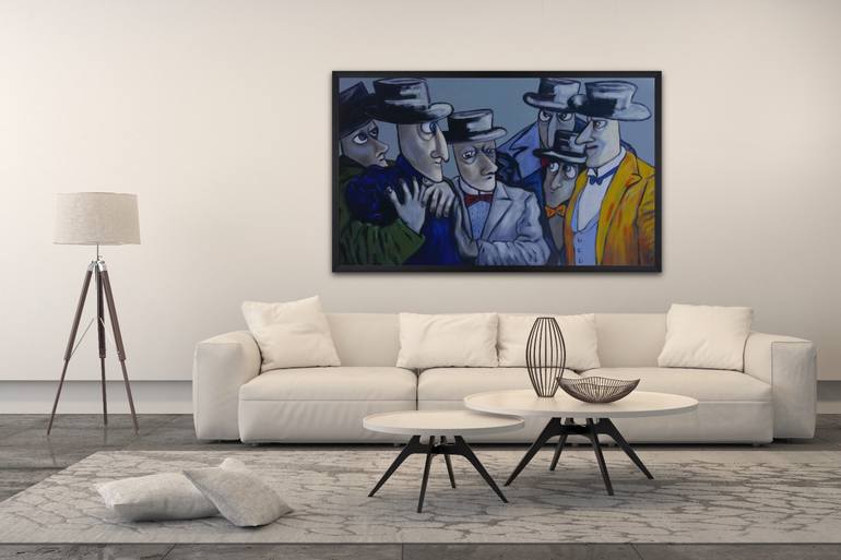 Original Cubism People Painting by Suthamma Byrne