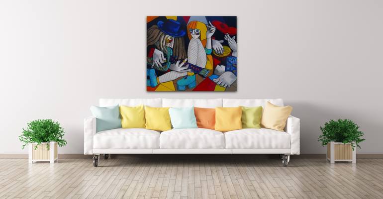 Original Abstract People Painting by Suthamma Byrne