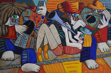 Print of Cubism People Paintings by Suthamma Byrne