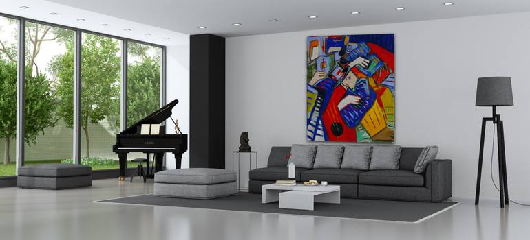 Original Cubism Abstract Painting by Suthamma Byrne