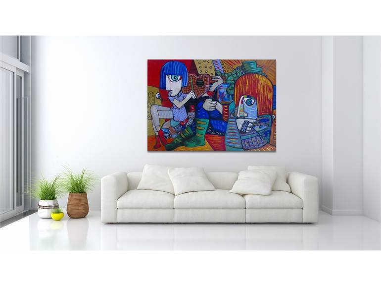 Original Cubism Abstract Painting by Suthamma Byrne