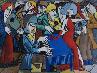 Print of Cubism Performing Arts Paintings by Suthamma Byrne