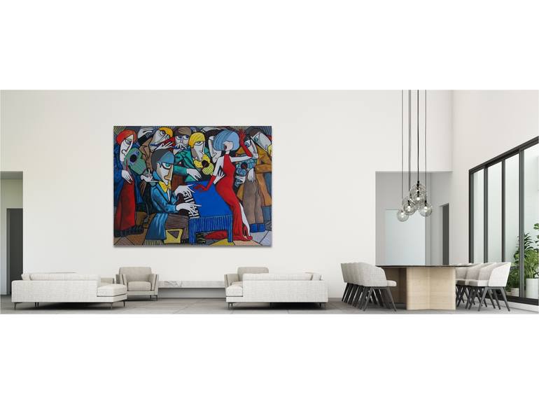 Original Cubism Performing Arts Painting by Suthamma Byrne