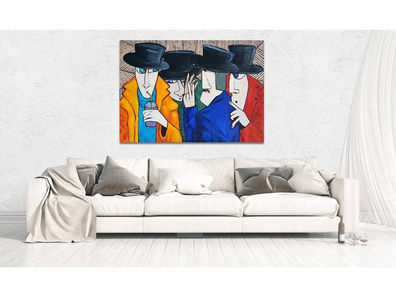 Original Cubism People Painting by Suthamma Byrne