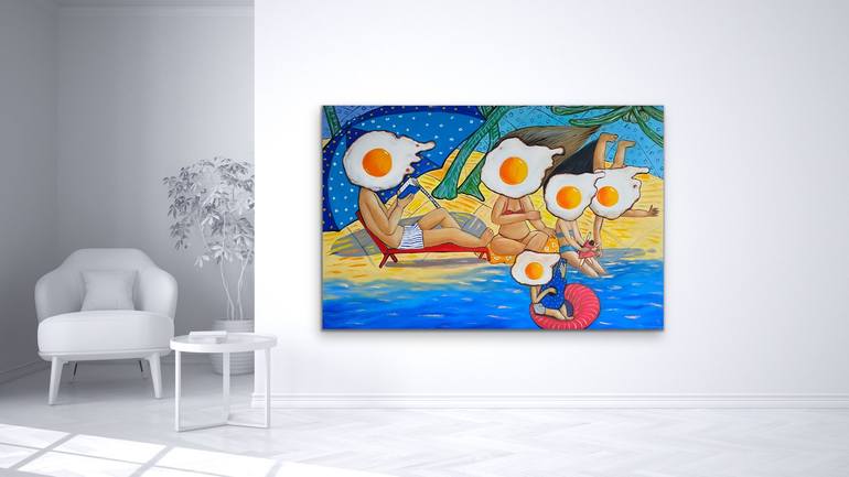 Original Expressionism Beach Painting by Suthamma Byrne