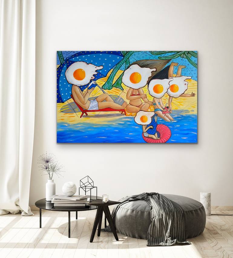 Original Expressionism Beach Painting by Suthamma Byrne