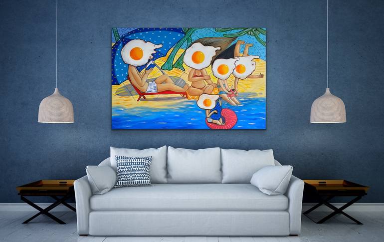 Original Expressionism Beach Painting by Suthamma Byrne