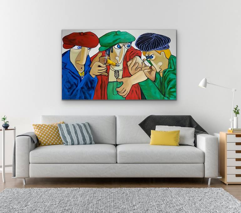 Original Expressionism People Painting by Suthamma Byrne