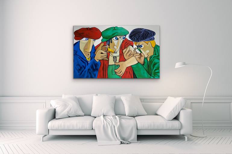 Original Expressionism People Painting by Suthamma Byrne