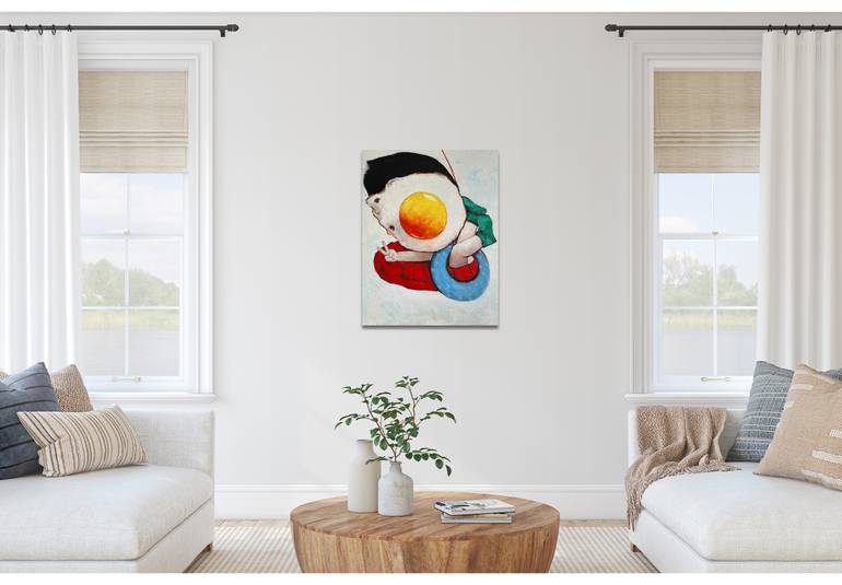 Original Surrealism Cartoon Painting by Suthamma Byrne