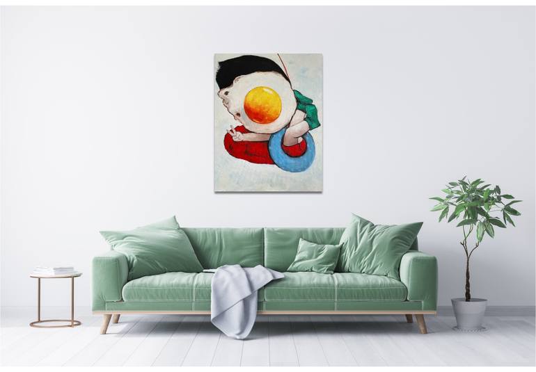 Original Surrealism Cartoon Painting by Suthamma Byrne