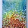 This painting is part of my cosmic water series, which explores water as a frozen, as a liquid, and in the air such as mist or a rainbow. Here I wanted to explore water within a rainbow, yet I couldn't help but notice how this resembled a field of poppies. Thinking about a poppy field led me to thinking about Emerald City, so "Somewhere Over the Rainbow" became the perfect title.
Painted with acrylic inks to give a watercolor feel. Acrylic on Canvas, 36"x24"x2