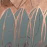 The symbol used in this painting has the shape of a feather. The cutout could be from the wing of a bird - it creates a pattern.
