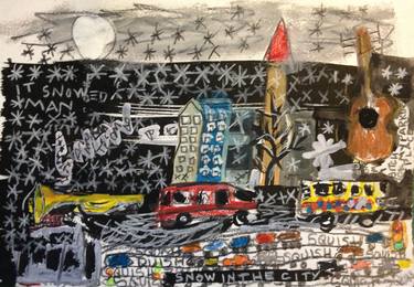 Original Expressionism Cities Drawings by diane green