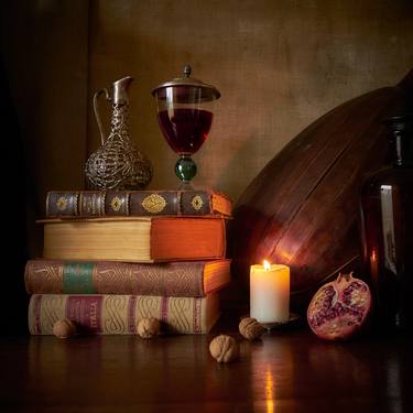 Still life with candle and wine - Limited Edition of 21 thumb