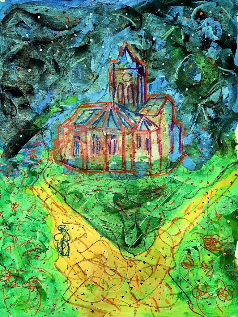 La chiesa di Auvers Painting by Paolo Cervino