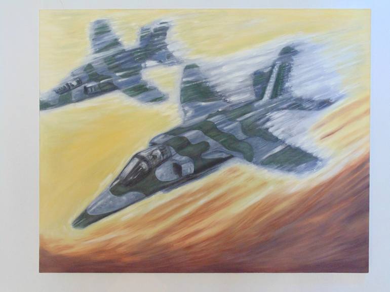 Original Abstract Aeroplane Painting by KRISS W