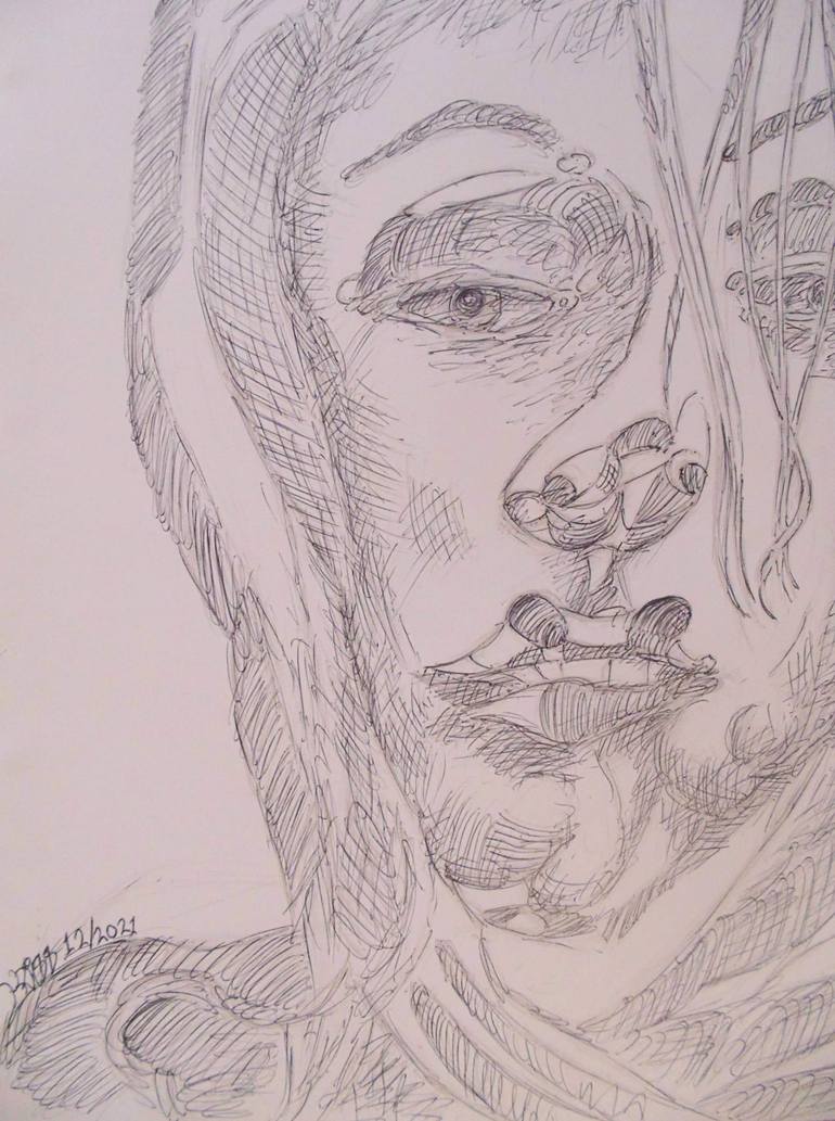 Original Conceptual Pop Culture/Celebrity Drawing by Kriss W