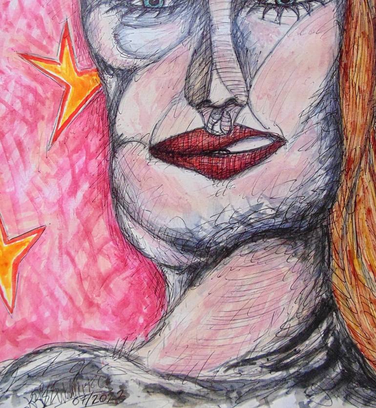 Original modern,figurative,abstract Popular culture Drawing by KRISS W