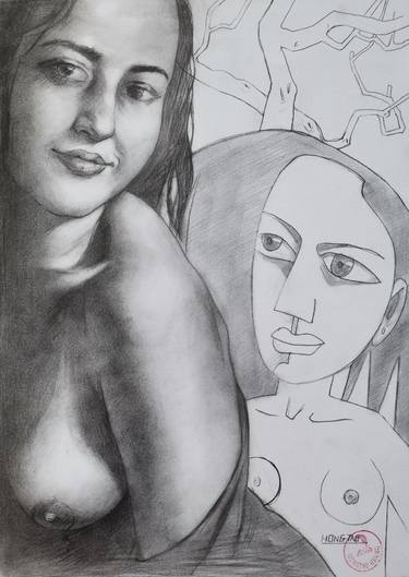 Original Abstract Nude Drawings by Hongtao Huang