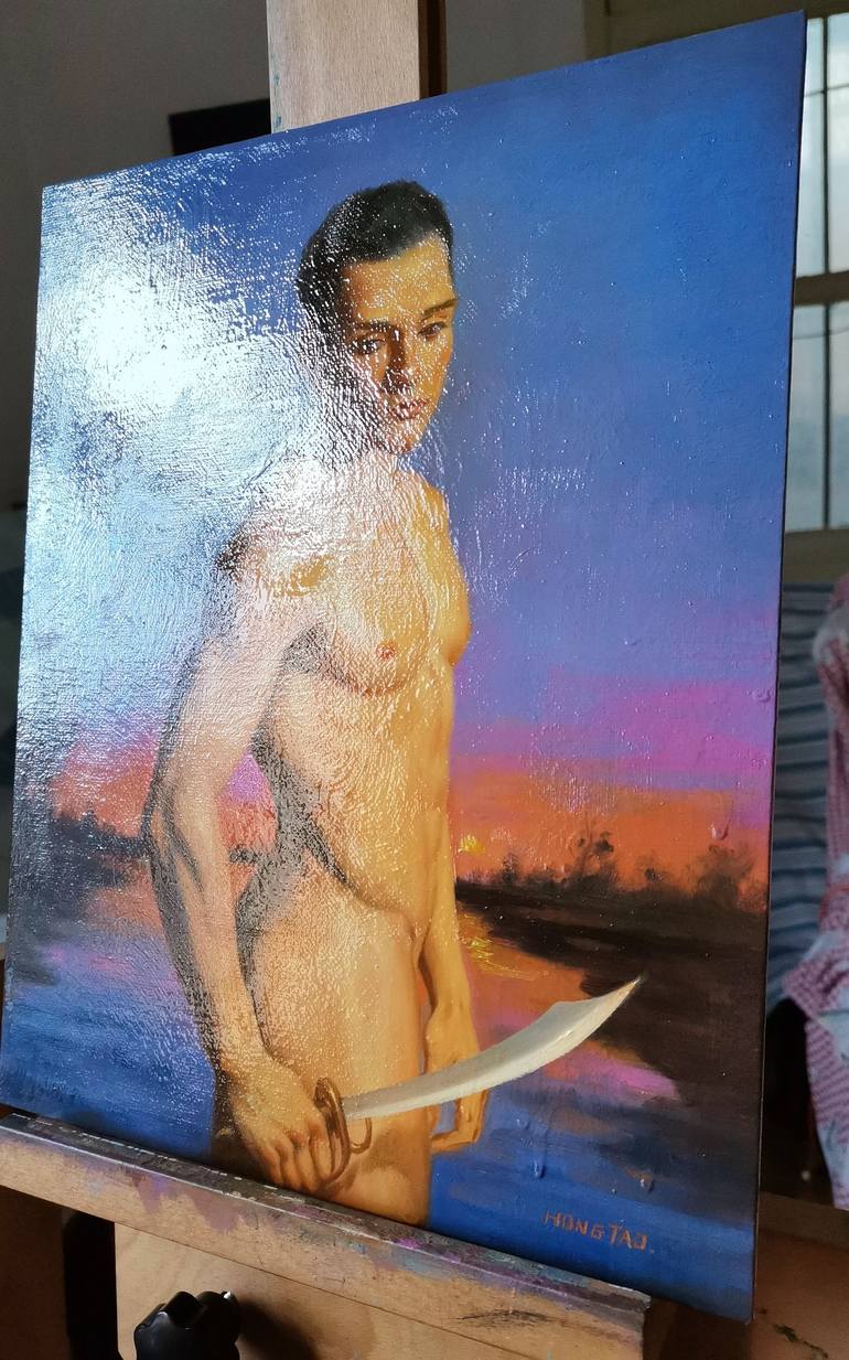 Original Photorealism Nude Painting by Hongtao Huang