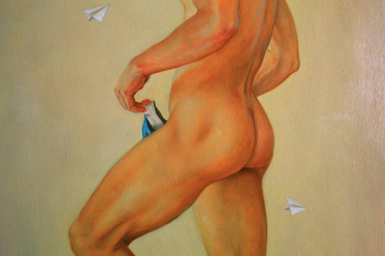 Original Art Nouveau Nude Painting by Hongtao Huang