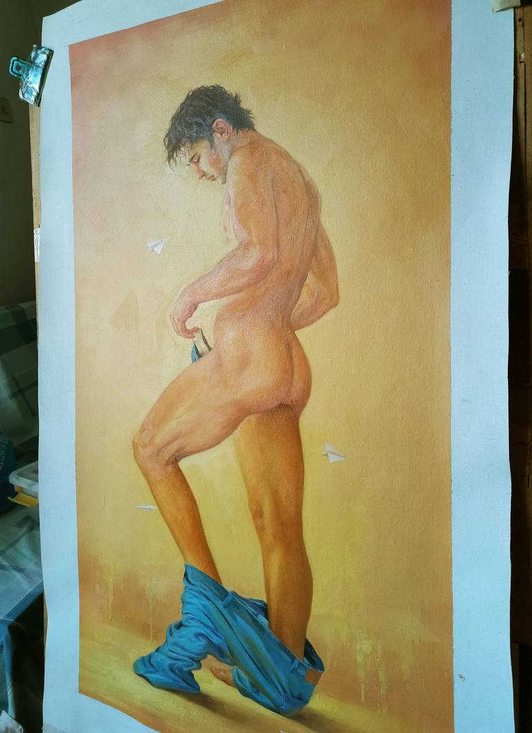 Original Art Nouveau Nude Painting by Hongtao Huang