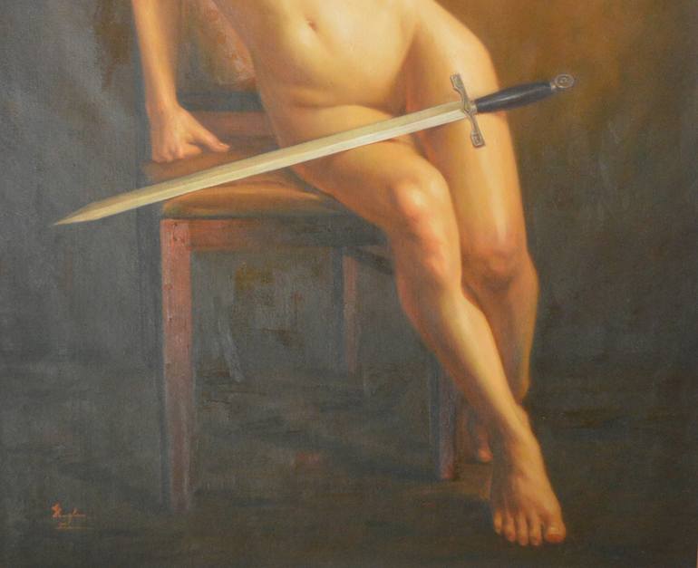 Original Art Deco Nude Painting by Hongtao Huang