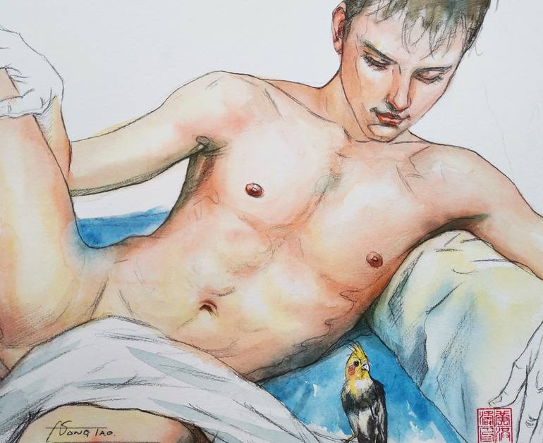 Original Figurative Nude Painting by Hongtao Huang