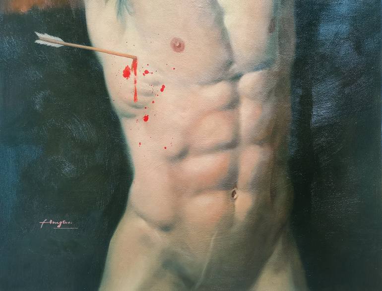 Original Figurative Nude Painting by Hongtao Huang