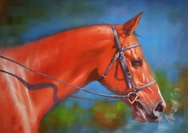 Animal Oil painting -  Red horse thumb