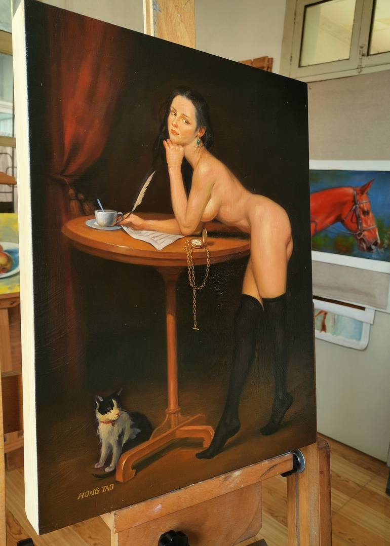 Original Figurative Nude Painting by Hongtao Huang