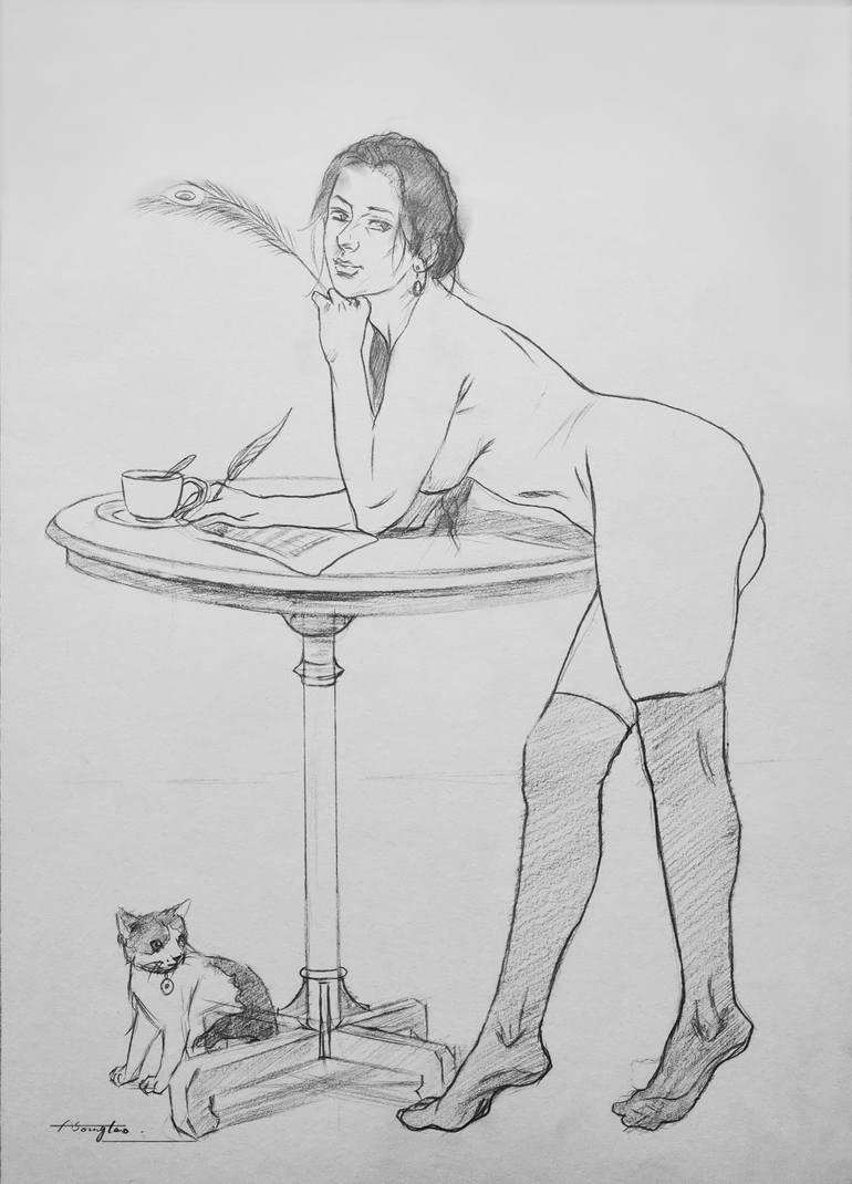 Original Figurative Nude Painting by Hongtao Huang