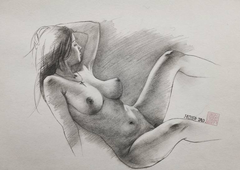 Original Nude Drawing by Hongtao Huang