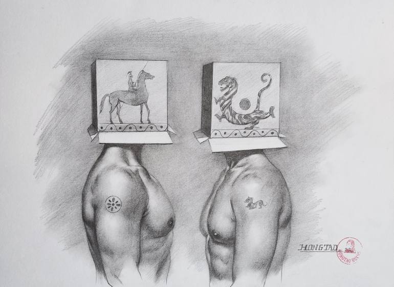 Original Figurative Men Drawing by Hongtao Huang