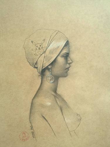 Original Figurative Portrait Drawings by Hongtao Huang