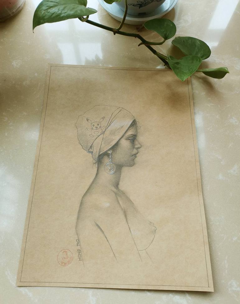 Original Figurative Portrait Drawing by Hongtao Huang