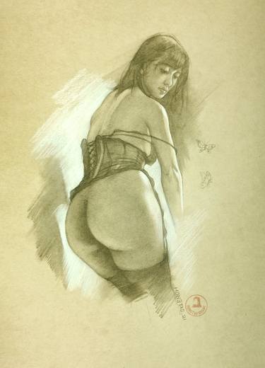 Original Fine Art Nude Drawings by Hongtao Huang