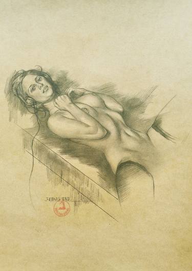 Original Fine Art Nude Drawings by Hongtao Huang