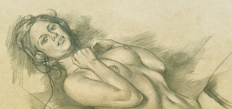 Original Fine Art Nude Drawing by Hongtao Huang